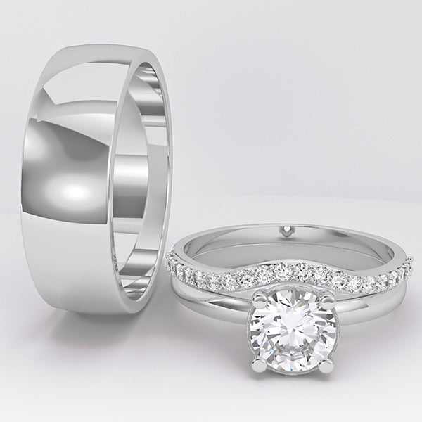 Gold and Tungsten Complete Wedding Set - 01BC05