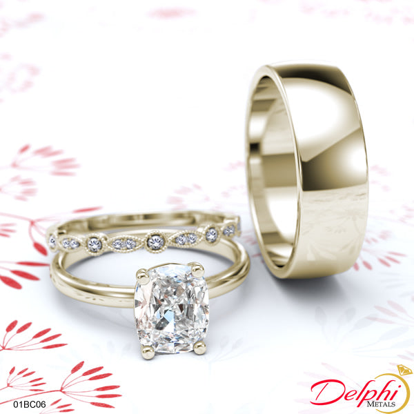 Gold and Tungsten Complete Wedding Set - 01BC06