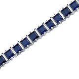 Princess Cut Blue Sapphire Gemstone Bracelet in Sterling Silver - 01BR23