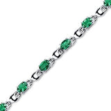Oval Shape Emerald Gemstone Bracelet in Sterling Silver  - 01BR24