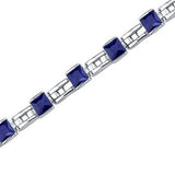 Princess Cut Blue Sapphire Gemstone Bracelet in Sterling Silver - 01BR25