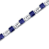 Princess Cut Blue Sapphire Gemstone Bracelet in Sterling Silver - 01BR25