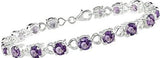 Amethyst and Heart Link Bracelet in Sterling Silver - 01BR27