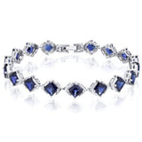 Princess Cut Created Sapphire Bracelet in Sterling Silver - 01BR35