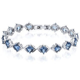 Princess Cut London Blue Topaz Gemstone Bracelet in Sterling Silver - 01BR36