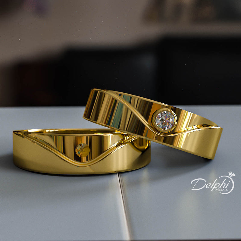 0.16ct Brilliant Diamond Gold His & Hers Wedding Bands - 01BU02