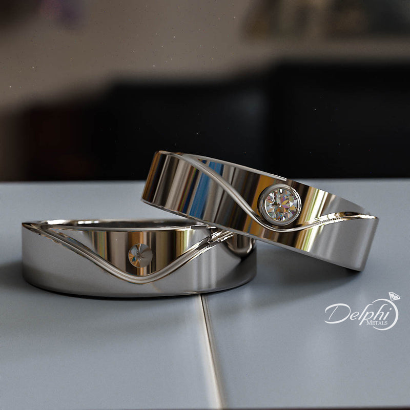 0.16ct Brilliant Diamond Gold His & Hers Wedding Bands - 01BU02