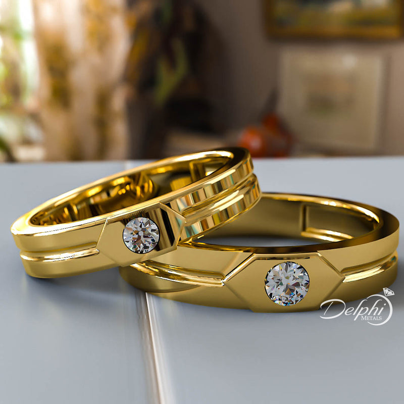 0.17ct Brilliant Diamond Gold His & Hers Wedding Band - 01BU04