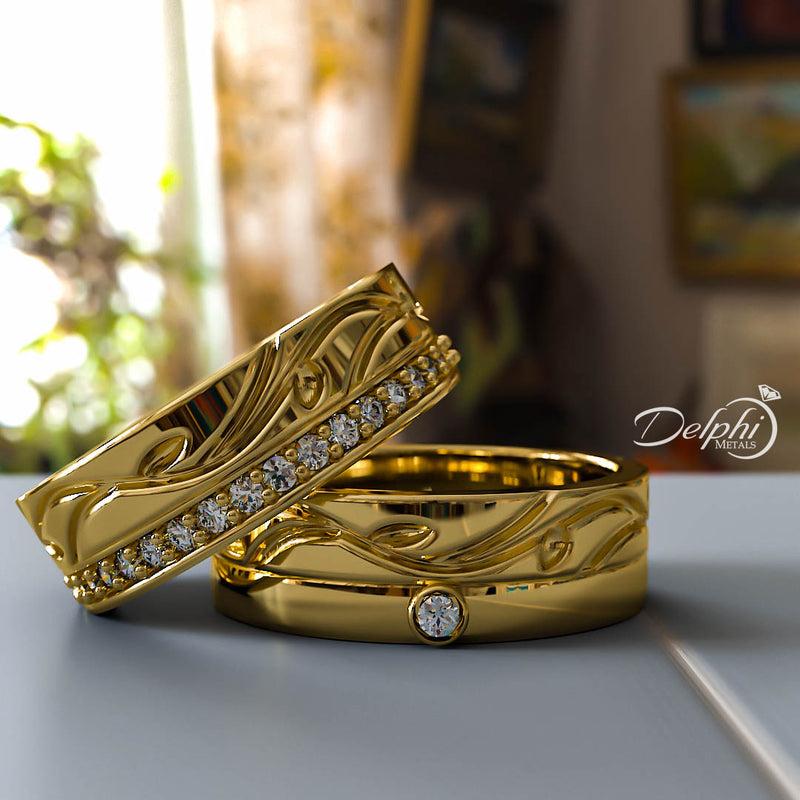 0.24ct Brilliant Diamond Gold His & Hers Wedding Band - 01BU07