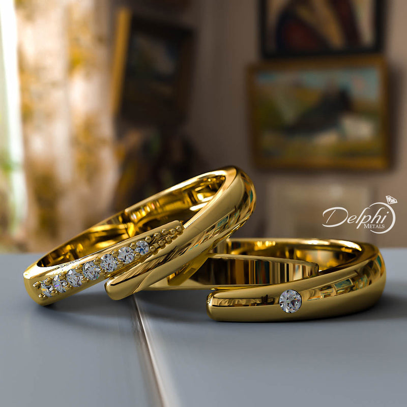 0.1ct Brilliant Diamond Gold His & Hers Wedding Band - 01BU08