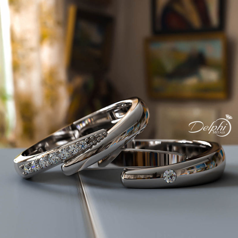 0.1ct Brilliant Diamond Gold His & Hers Wedding Band - 01BU08