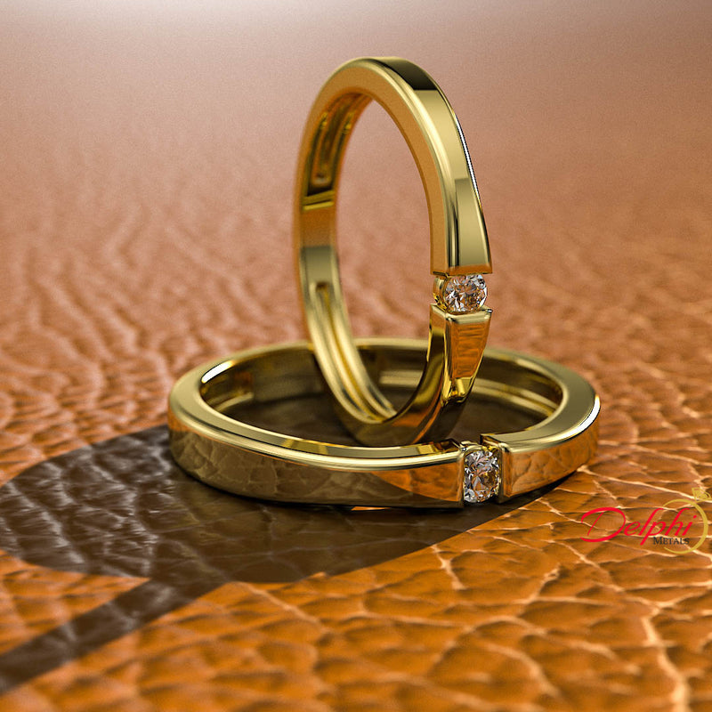 0.1ct Brilliant Cut Diamond Gold Wedding Bands - 01BU11