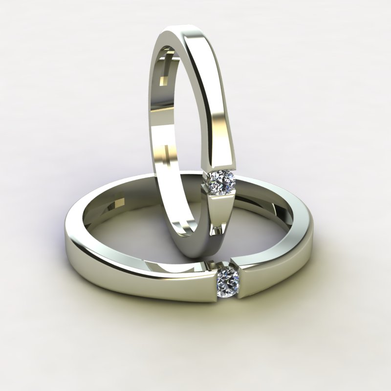 0.1ct Brilliant Cut Diamond Gold Wedding Bands - 01BU11