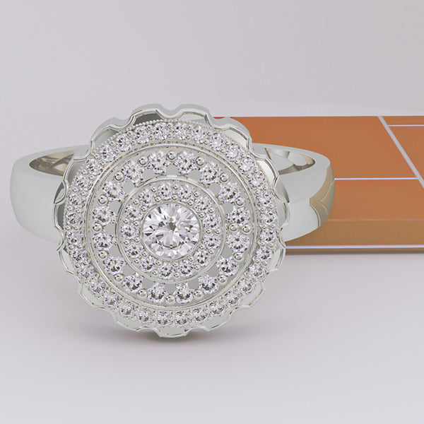 0.63ct Diamond 14k White Gold Flower Engagement Ring (AGS Certified) - 01DG63V