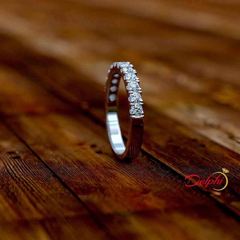 0.7ct Brilliant Diamond Half Eternity 14k Gold Band - 01MY01
