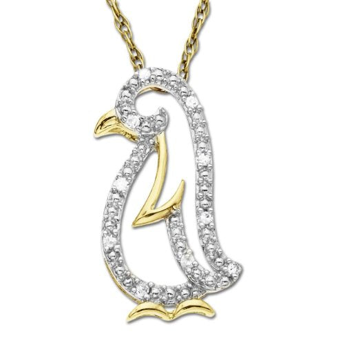 Yellow Gold Diamond Penguin Pendant