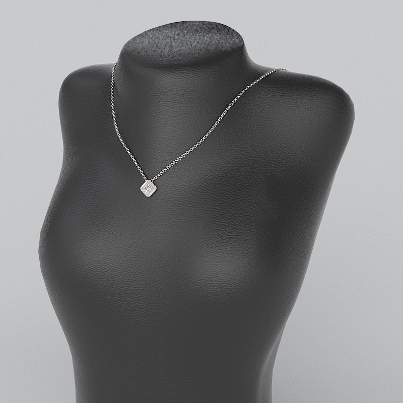 Princess Cut Diamond Pendant with Gold Chain - 01NN71