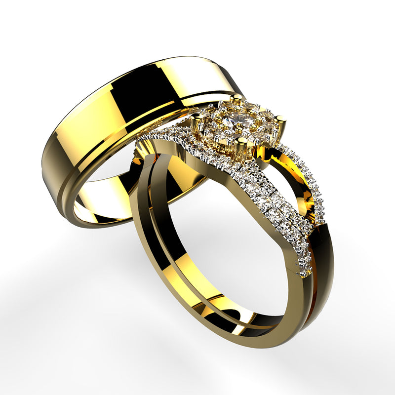 Gold Trio Wedding Set - 01SD03