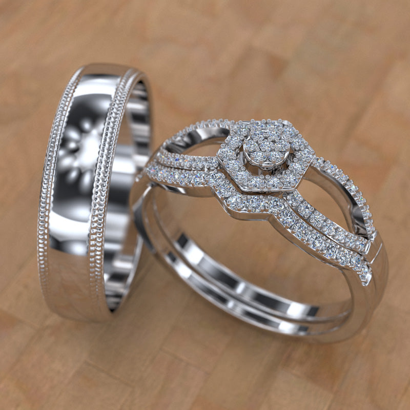 Gold Trio Wedding Set - 01SD04