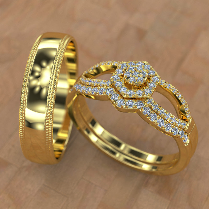 Gold Trio Wedding Set - 01SD04