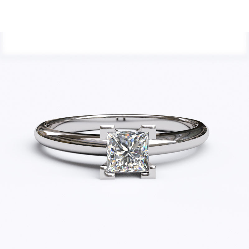 Solitaire Gold Engagement Ring with 0.35ct Princess Cut Diamond - 01SG04