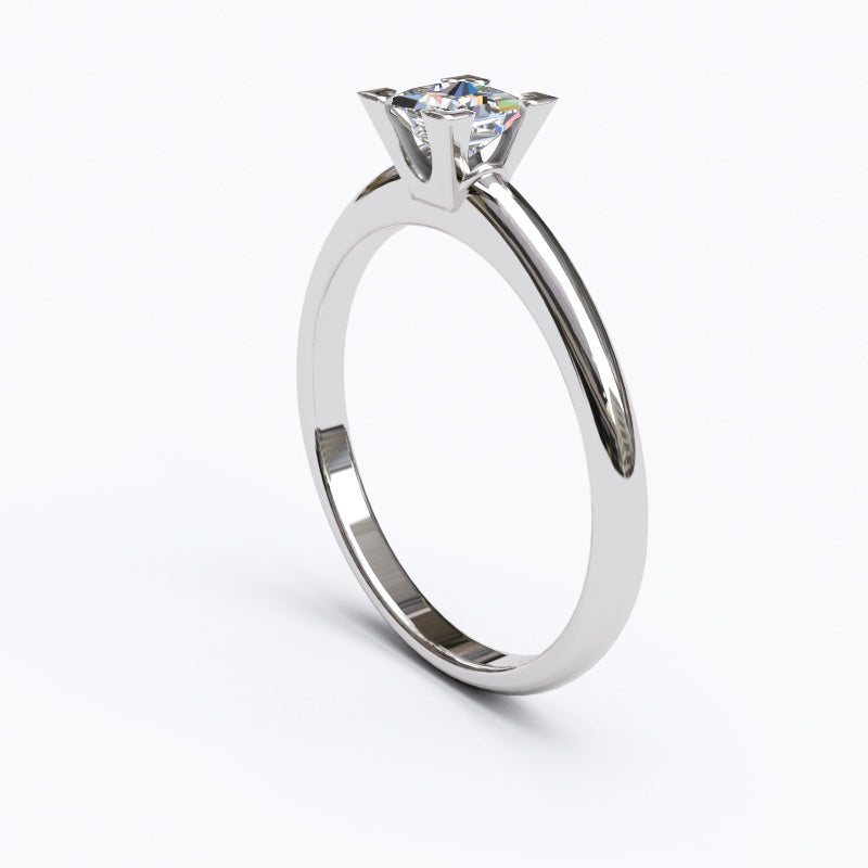 Solitaire Gold Engagement Ring with 0.35ct Princess Cut Diamond - 01SG04