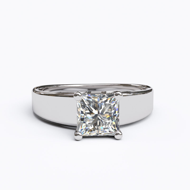 Solitaire Gold Engagement with 1ct Princess Cut Diamond - 01SG05