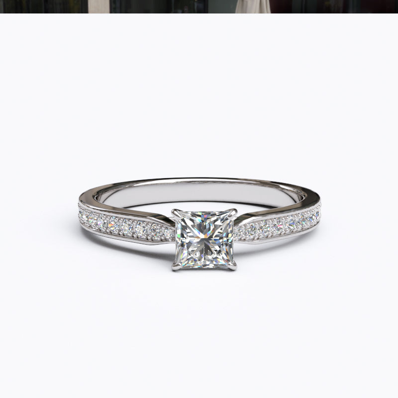 Solitaire Gold Engagement with 0.5ct Princess Cut Diamond - 01SG07