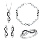 Sterling Silver, Black and White Diamond Infinity Jewelry Set (1 cttw) - 01SS14