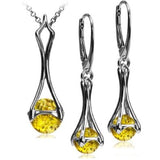 Gold Amber Sterling Silver Sphere Jewelry Set - 01SS27