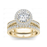 2.0ct Brilliant Diamond Halo Gold Bridal Set - 01US06