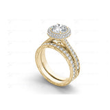 2.0ct Brilliant Diamond Halo Gold Bridal Set - 01US06