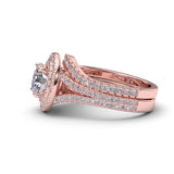 2.0ct Brilliant Diamond Double Halo Gold Bridal Wedding Ring  - 01US11