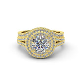 2.0ct Brilliant Diamond Double Halo Gold Bridal Wedding Ring  - 01US11