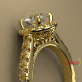 2.0ct Brilliant Cut Diamond Halo Gold Engagement Ring  - 01US13