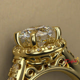 2.0ct Brilliant Cut Diamond Halo Gold Engagement Ring  - 01US13