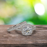 1.9ct Brilliant Diamond Gold Halo Bridal Set - 01US30A