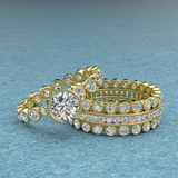 4.14ct Brilliant Diamond Gold Tension Bridal Set - 01US35
