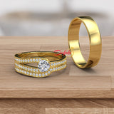 0.68ct Brilliant Diamond Gold Complete Wedding Set - 01US45B