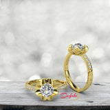 0.91ct Diamond Lotus Flower Shape Gold Engagement Ring - 01US49