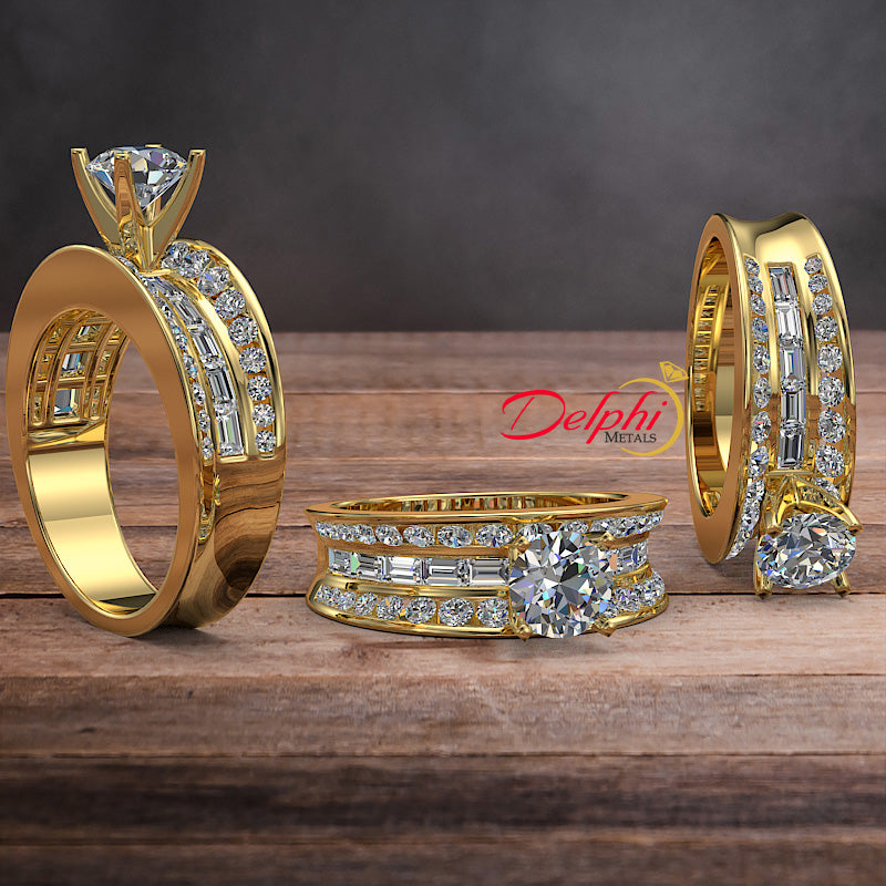 Round 1.97ct Brilliant Cut Engagement Ring with Wide Band - 01US58