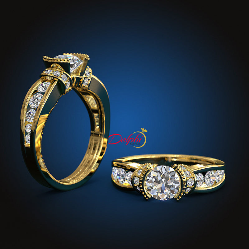 1.4ct Round Cut Gold Engagement Ring - 01US61