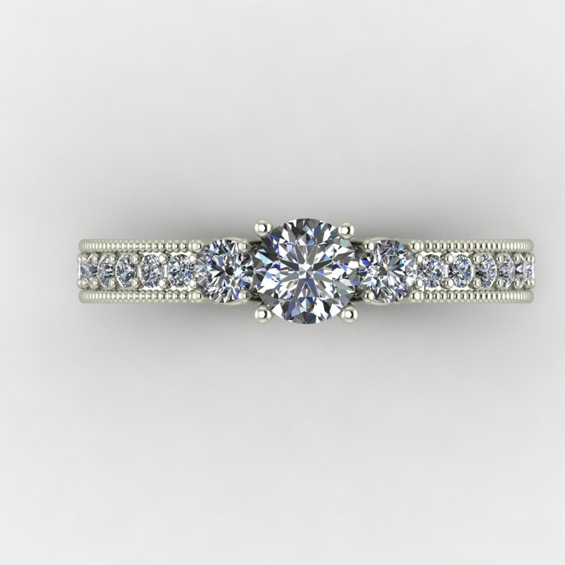 0.89ct Brilliant Cut 3 Stone Engagement Ring - 01US69V