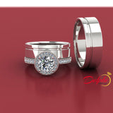 Gold Complete Wedding Set with Wide Bands - 01US70