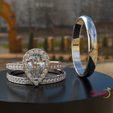 Pear Shape Diamond Complete Gold Wedding Set - 01US74