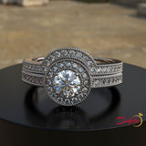 1.19ct Diamond Bridal Set Engagement Ring Curved Wedding Band - 01US83