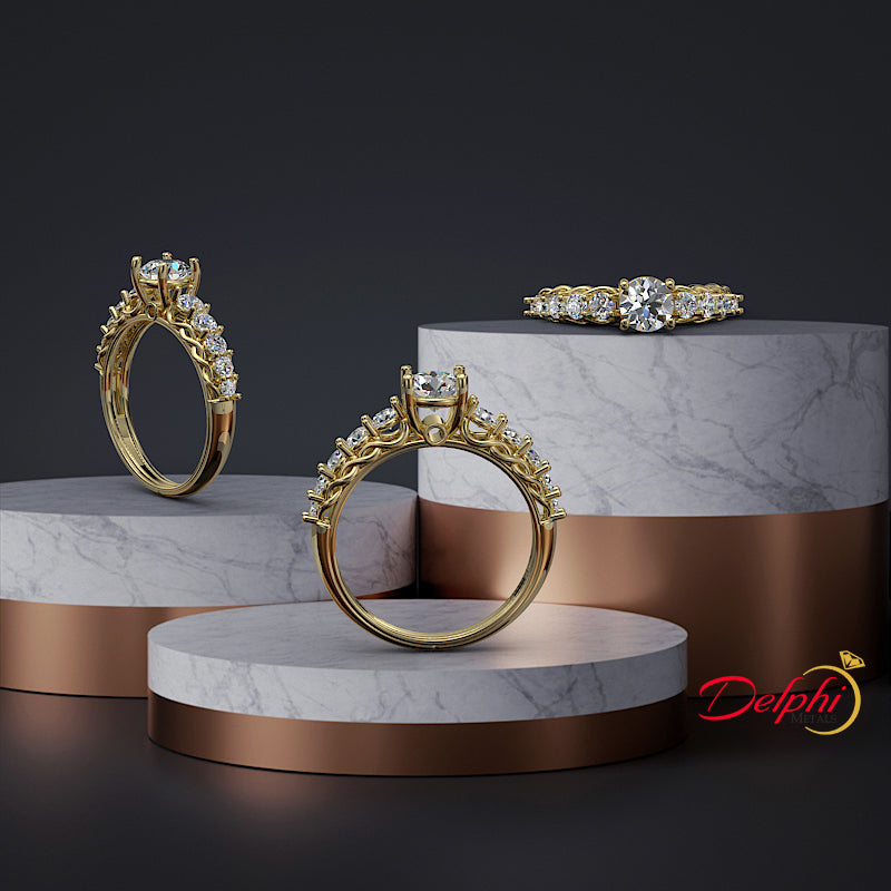 DIAMOND 7.5mm ROUND ENGAGEMENT RING SETTING VINTAGE STYLE FILIGREE WHITE  GOLD | eBay