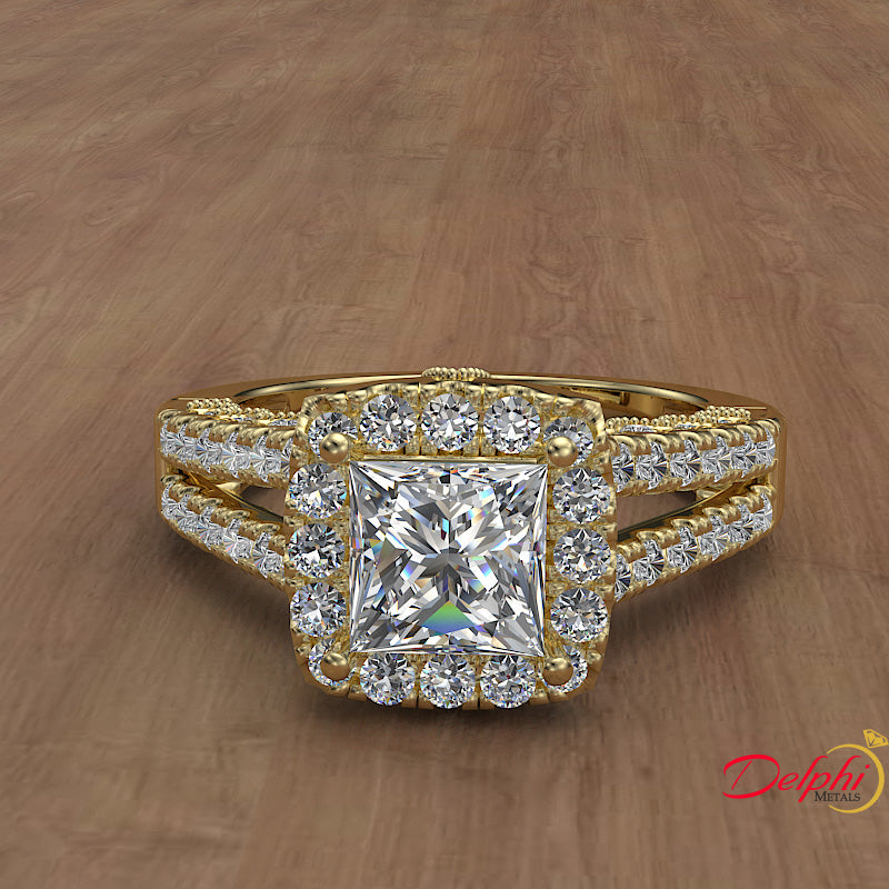 1.35ct Princess Cut Diamond Gold Engagement Ring - 01US94