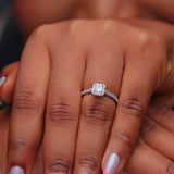 Classic 0.58ct Princess Cut Diamond Halo Gold Engagement Ring - 02US35