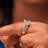 Baguette Cut Gold Engagement Ring - 02US51